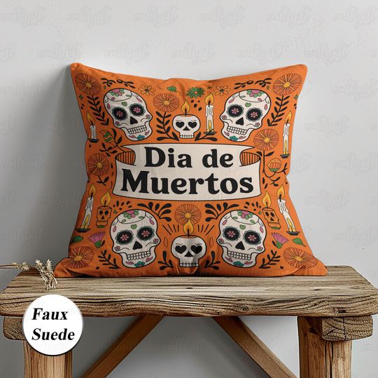 Discover Festival Day Of The Dead Pillow Cover, Sugar Skull And Flowers Pillow, Dia De Los Muertos Decor, Mexican Halloween Cushion Cover, MYI959