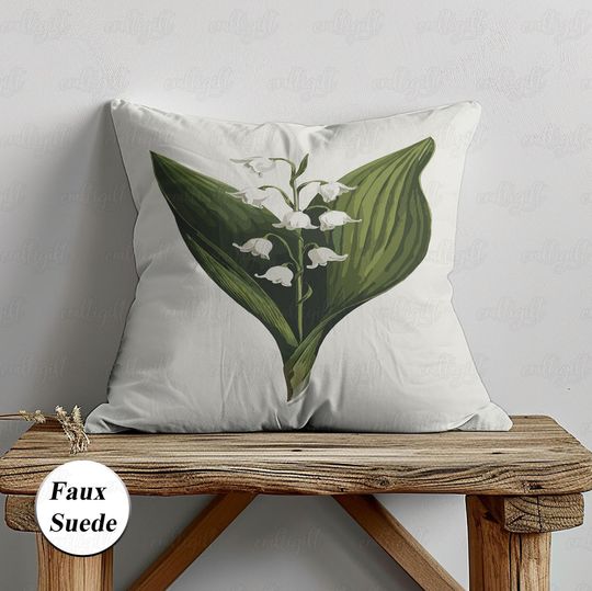 Discover Lily Of The Valley Pillow Cover, May Birth Flower Lily Pillow, Cottagecore Floral Woven Pillow, Farmhouse Birth Flower Gift Pillow, MYI289