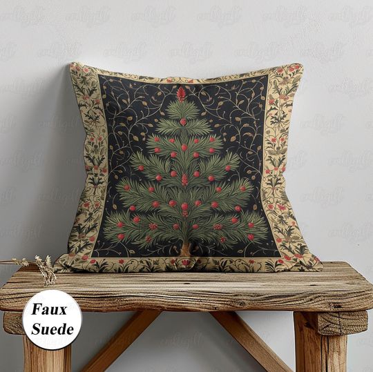 Discover Christmas Tree Dark Cottagecore Pillow, Chestnut Pine Pillow Cover, Xmas Evergreen Cushion Case, Merry Christmas Family Party Gift, MYI977