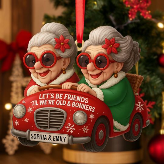 Discover Personalized Funny Friendship 2D FLAT Ornament, Custom Bestfriend Ornament, Lets Be Friends Til Were Old and Bonker Christmas Gift