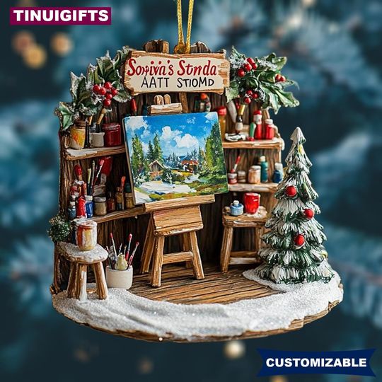 Discover Personalized Artist Studio Christmas Ornament, Custom Painter 2 Layers Acrylic Ornament, Art Lover Gift, Christmas Ornament, Painting Studio