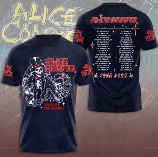 Discover Alice Cooper Too Close For Comfort 2025 Tour 3D T-Shirt