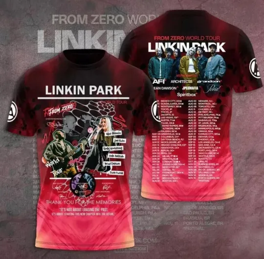Linkin Park 2025 From Zero World Tour Date & Location 3D T-Shirt Gift for Men