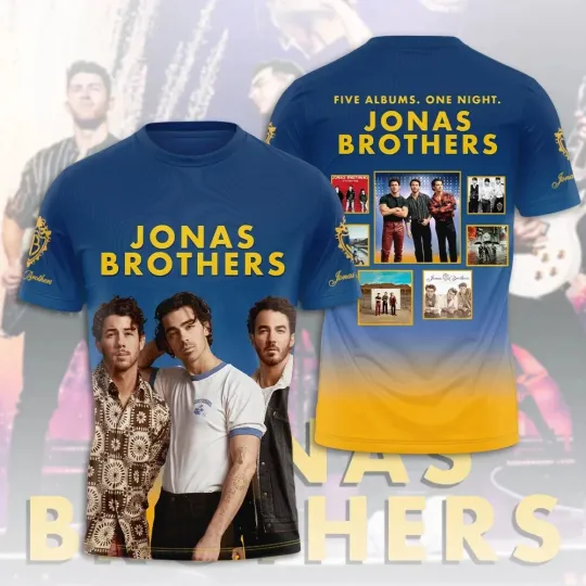 Jonas Brothers Five Albums One Night The Tour 2024 3D Polyester T-shirt