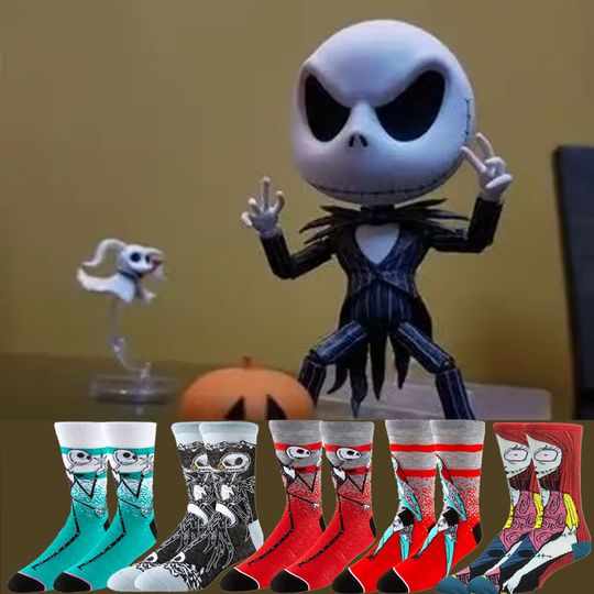 Discover Potdemiel Disney Cartoon Anime Crew Socks for Men Women Christmas Halloween Festive Touch Hip Hop Novelty Funny Casual Socks