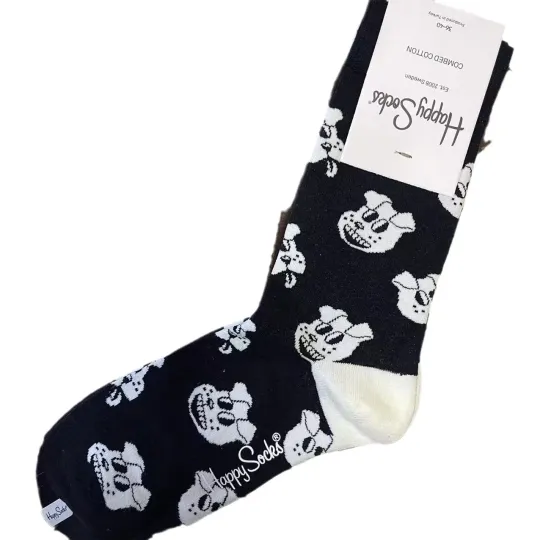 Discover Colorful Happy Socks Women's Trendy Cartoon Mid-Calf Outdoor Wearable Seamed Popular Model Cotton Men's Socks Home Comfort