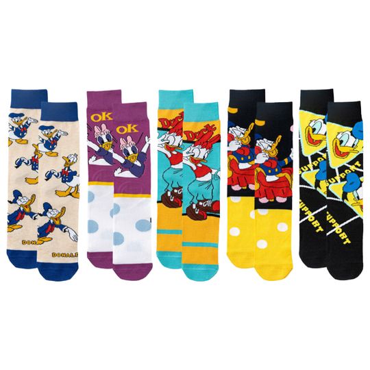 Discover 1/5Pairs Miniso Disney Cartoon Anime Funny Socks Men Women Hip Hop Street Fashion Novelty Casual Crew Socks Breathable