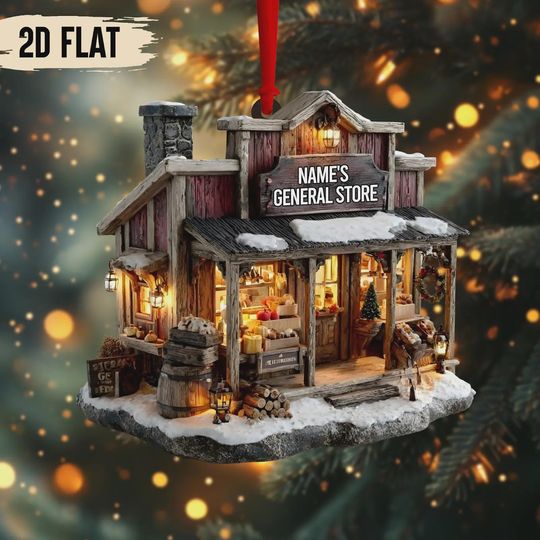 Discover Custom General Store Ornament  2D Flat Vintage Christmas Gift 2025  Personalized Name Sign Keepsake For Store Owner