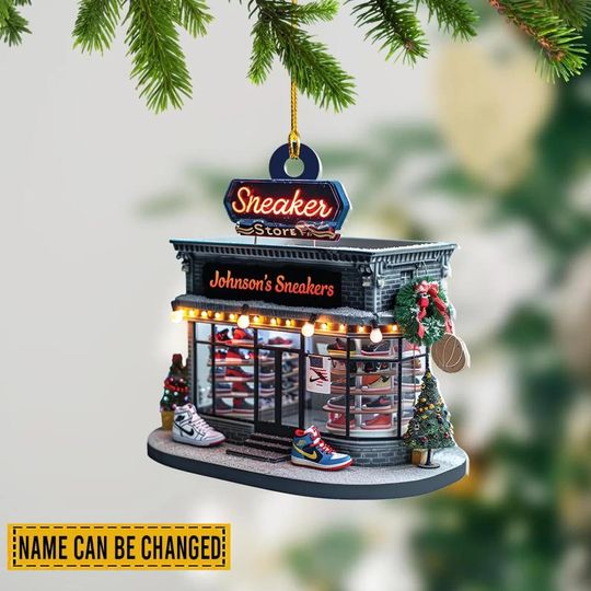 Discover Personalized Sneaker Store Ornament, Custom Name Shoe Shop Christmas Decoration, Gift for Sneaker Lovers, 2025 Christmas ornament Keepsake