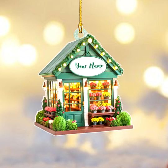 Discover Personalized Florist Ornament, Flower Shop Christmas Decor, Custom 2D FLAT Acrylic Floral Store Decor, Gift for Florist, Shop Owner