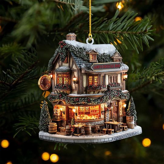 Discover Custom Name Bar Gift, Personalized Irish Pub Christmas Decor, Whiskey Lover Ornament for Bartenders and Bar Owners, Beverage Ornament