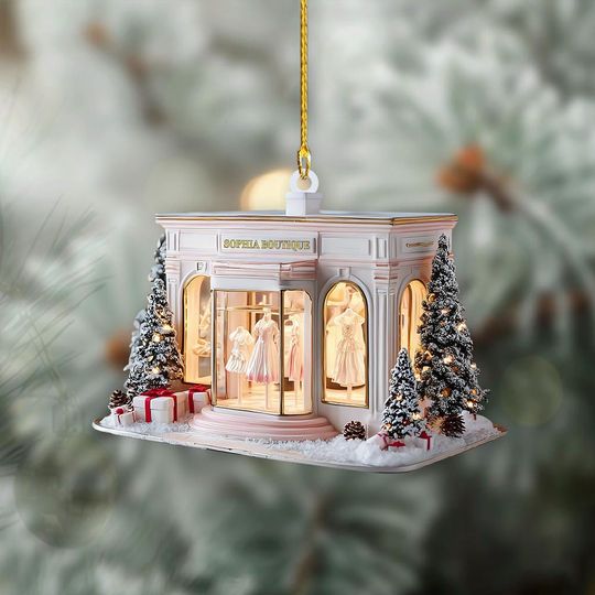 Discover Personalized Women's Boutique Christmas Ornament, Custom Fashion Acrylic Flat 2D Ornament, Clothing Store Decor, Boutique Decor Gift