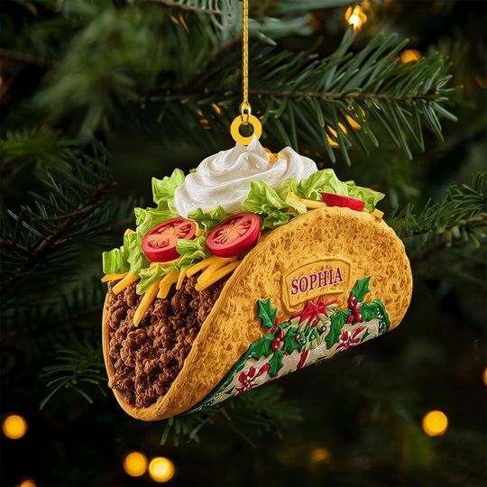 Discover Personalized Taco Christmas Ornament, Taco Stocking Stuffers, Flat 2D Ornament, Mexican Cuisine Lovers, Taco Gifts, Christmas Ornament