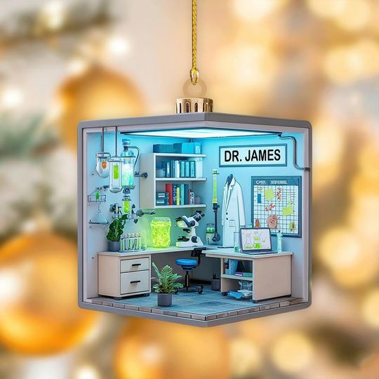 Discover Personalized Scientist Ornament, Laboratory Christmas Ornament, Gift for Scientist, Science Lover Gift, Science Lab 2D Flat Acrylic Ornament