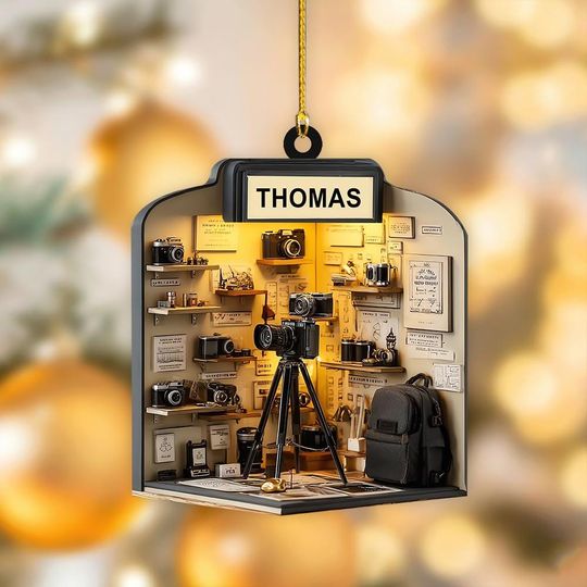 Discover Personalized Camera Christmas Ornament, Gift For Photographer, Camera Photographer Flat Christmas Ornament, Photographer Ornament Xmas Decor