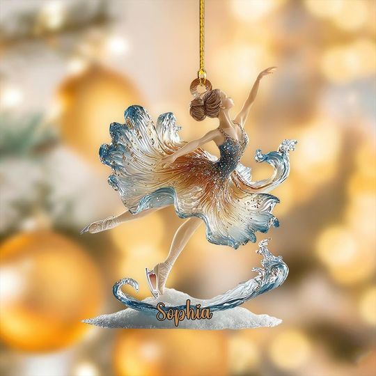 Discover Personalized Ice Skater Girl Ornament, 2D Flat Acrylic Ice Skater Xmas Ornament, Winter Keepsake Gift for Kids, Ice Skater Baby Girl Decor