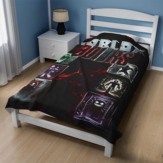 Roblox DOORS Velvet Fleece Blanket Polyester Spandex Monster Design