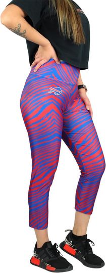 Discover Zubaz Football Women's Capri Leggings Team Colors Stretch Fit