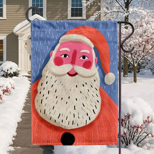 Season Greeting Santa Flag, Cute Christmas Santa Claus Flag, Vintage Santa Reindeer Christmas Flag, Nostalgia Merry Christmas Flag, MYC966