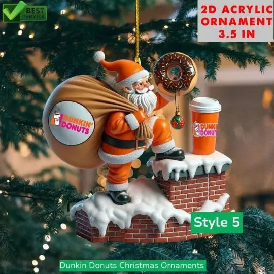 Discover 2025 Dunkin Donuts Christmas Acrylic Ornament Flat 2D