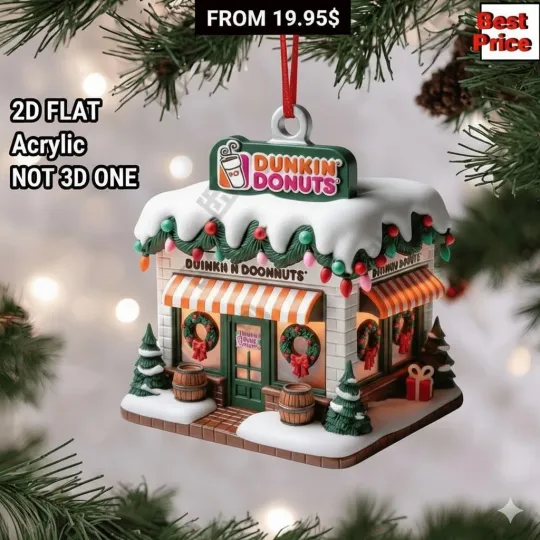 Discover Dunkin Donuts Christmas Tree Hanging Ornament Flat Acrylic
