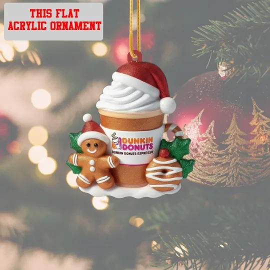 Discover 2025 Dunkin Donuts Gingerbread Hanging Tree Ornament Acrylic Christmas Decoration