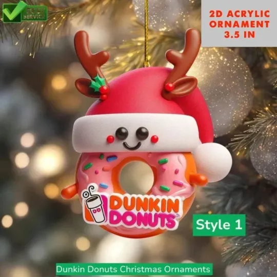 Discover Dunkin Donuts Christmas Acrylic Ornament