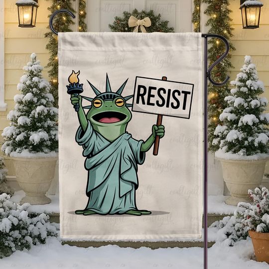 Statue Of Liberty Frog Resist Flag, Stand For Portland Green Frog Flag, Anti MAGA Abolish ICE Flag, Protect Immigrant Outdoor Christmas Flag