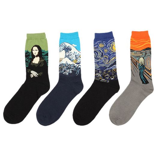 Discover 1 Pair Autumn Winter Retro Men Socks Couple Socks New Art Van Gogh Mural World Famous Oil Painting Series Funny Socks