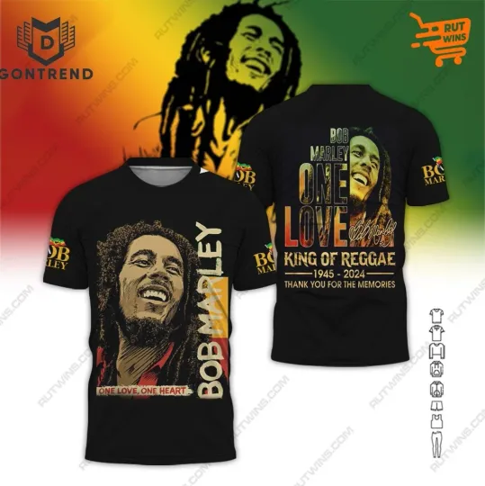 Bob Marley One Marley One Love King Of Reggae 1945-2024 3D T-Shirt