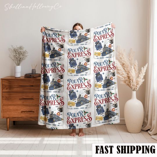 Discover Polar Express Fleece Blanket Christmas Gift All Aboard Believe Funny Xmas Xmas Vibes