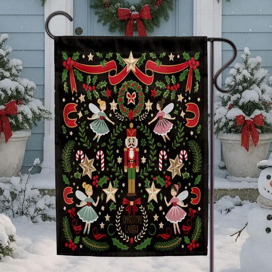 Discover Classic Nutcracker Christmas Garden Flag, Fairy Tale Holiday Flag, Winter Season Nutcracker Porch Flag, Retro Merry Christmas Flag,
