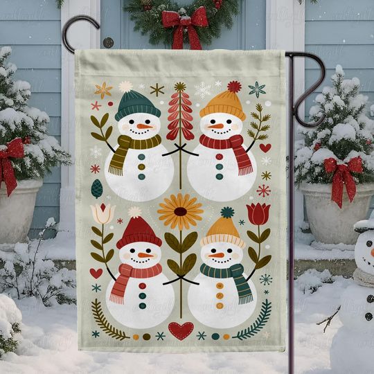 Discover Winter Season Snowman Yard Flag, Cute Christmas Snowman Garden Flag, Holiday Snowman Outdoor Flag Decor, Retro Mery Christmas Flag,