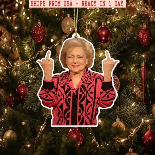 Discover Betty White Christmas Ornament, Funny Retro Acrylic 2025 Xmas Decor