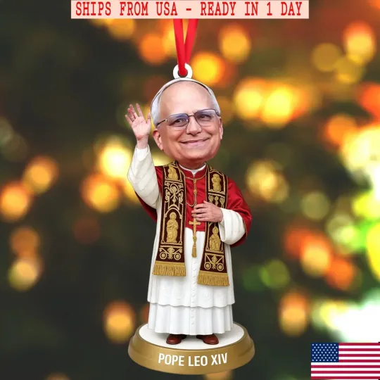 Discover Pope Leo XIV Acrylic 2025 Ornament Funny Catholic Christmas Tree Decoration