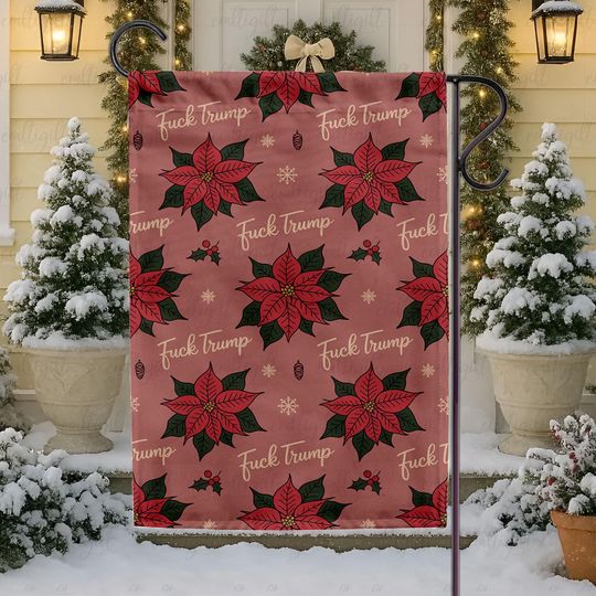 Discover Christmas Subtle Fck Trump Flag, Anti Maga Holiday Garden Flag, Hidden Message Funny Political Flag, No Kings Resist Fascism Decor,