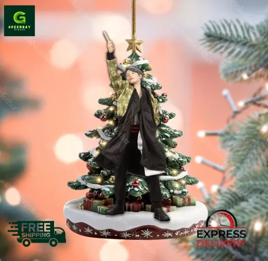 BTS Christmas Ornament Flat Hanging Tree For Xmas Decor Acrylic