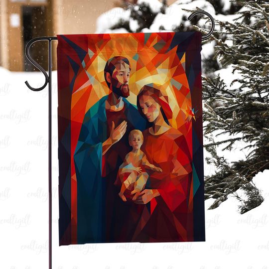 Holy Family Christian Garden Flag, Mary Joseph And Baby Jesus Flag, Nativity Scene Religious Flag, Faith And Catholic Outdoor Decor,