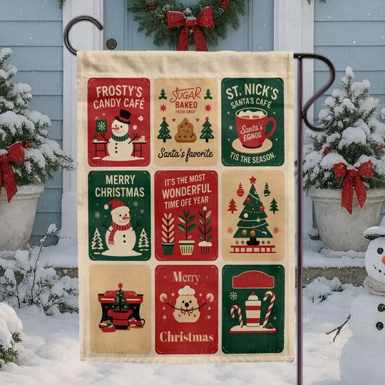 Discover Classic Santa Claus Candy Cane Flag, Santas Eggnog Holiday Flag Decor, FrostS Candy Shop Porch Flag, Winter Christmas Treats Flag,