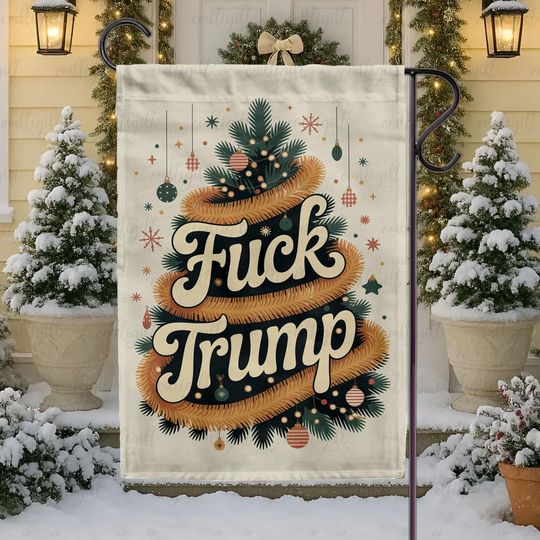 Discover Fck Trump Decorative Christmas Tree Flag, Vintage Retro Trump Hater Yard Flag, Political Holiday Garden Flag, USA Patriotic Xmas Gift