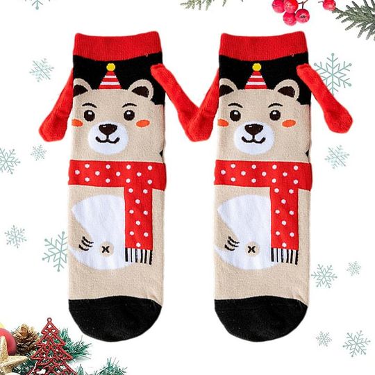 Hand Holding Socks Adult Christmas Magnetic Socks 1 Pairs Funny Socks Fun Props Cartoon Holiday Fun Socks For Men Women Adults