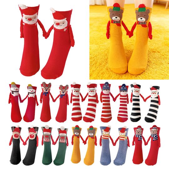 3D Eyes Cartoon Christmas Socks with Magnetic Design - Playful Holiday Socks, Hand Wash Care, Soft Fabric Socks, Christmas Wear