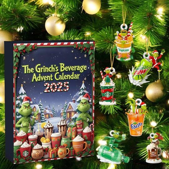 Discover Drink funny character Beverage Advent Calendar 2025 Christmas Ornaments Holiday Gift Set, Beverage Drink