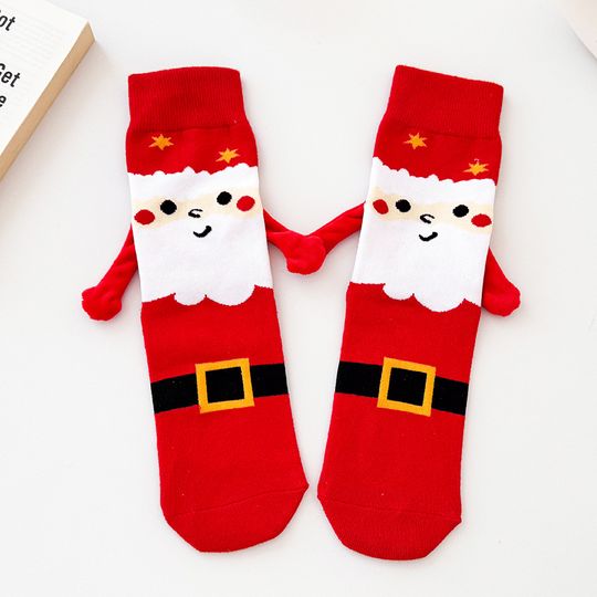 Christmas Hand-holding Socks For Couple Snowman Christmas Socks Kawaii Cartoon Christmas Gift Mid-calf Socks Autumn and Winte