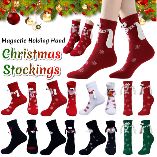 1 Pair Funny Xmas Sock Magnetic Holding Hands Socks Funny Couple Matching Socks for Holiday Women & Men Teens Couples Friends