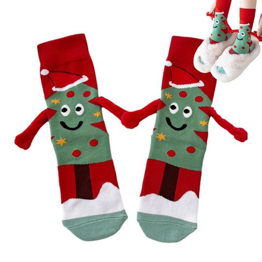 Holding Hands Socks Christmas Magnetic Suction Hand In Hand Socks Cute Cartoon Magnet Hand Holding Socks Funny New Year Gift