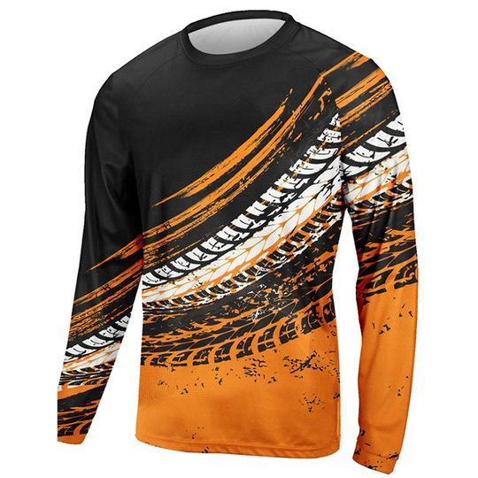 3D Printed Simple Design T Shirt For Men Colorful Pattern Tees Spring Autumn Casual Loose T-Shirts Long Sleeves Round Neck Tops