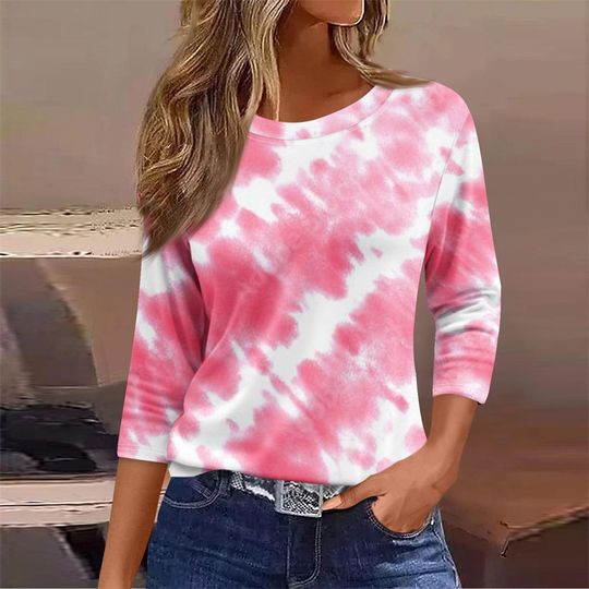 Rainbow Stripe Women Casual Long Sleeve T-shirt Elegant Flower Graphic Print Colors Gradient Design Personality Harajuku Tee Top