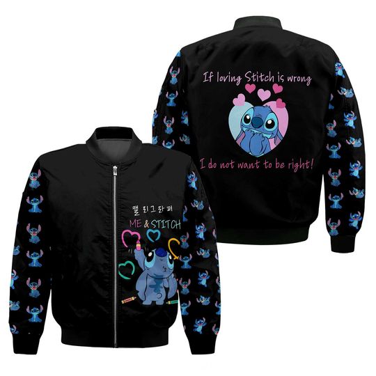 Women's Black Stitch Bomber Jacket (AOP)