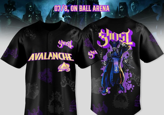 Colorado Avalanche x Ghost Band World Tour 2025 Baseball Jersey